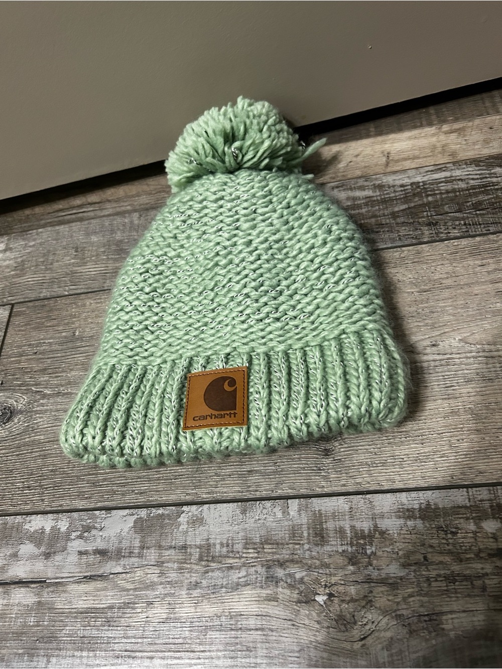 Carhartt teal Mint green Pom Knit Beanie